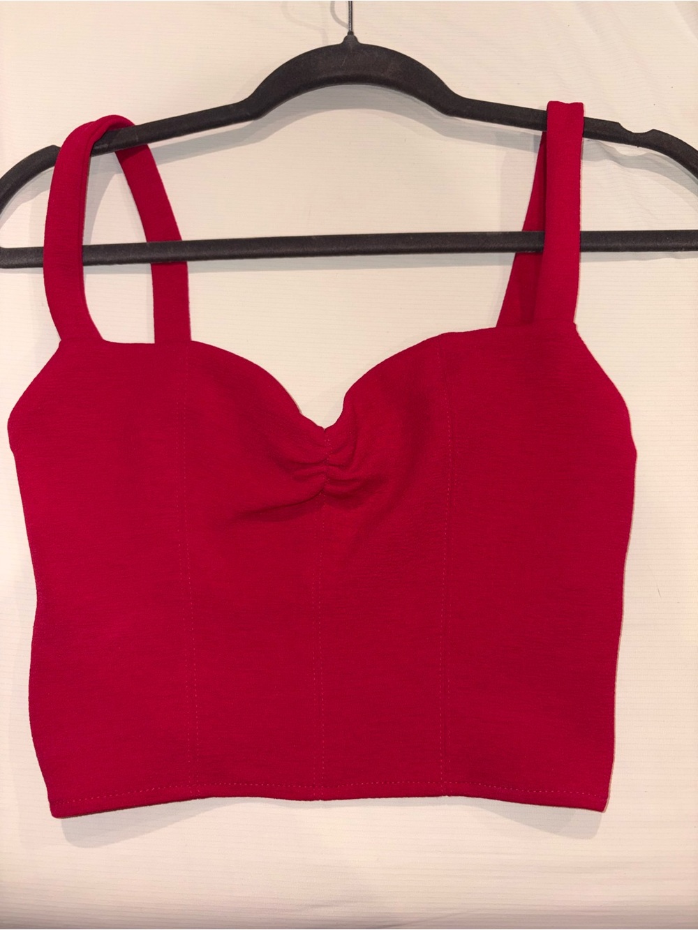 Zara Red Ruched Bustier Crop Top
